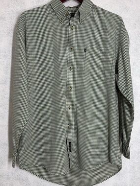 Duck Head Green and White Gingham Button-Down Shirt Wrinkle Free
